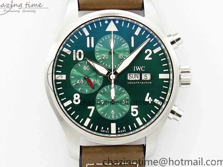 MIROTIME 0103 Pilot Chrono IW377726 ZF 1:1 Best Edition Green Dial on Brown Leather Strap A Trendsetting 7125